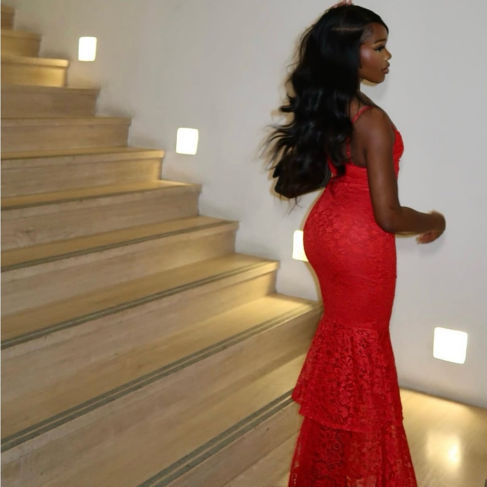 Elegant Red Lace Dress